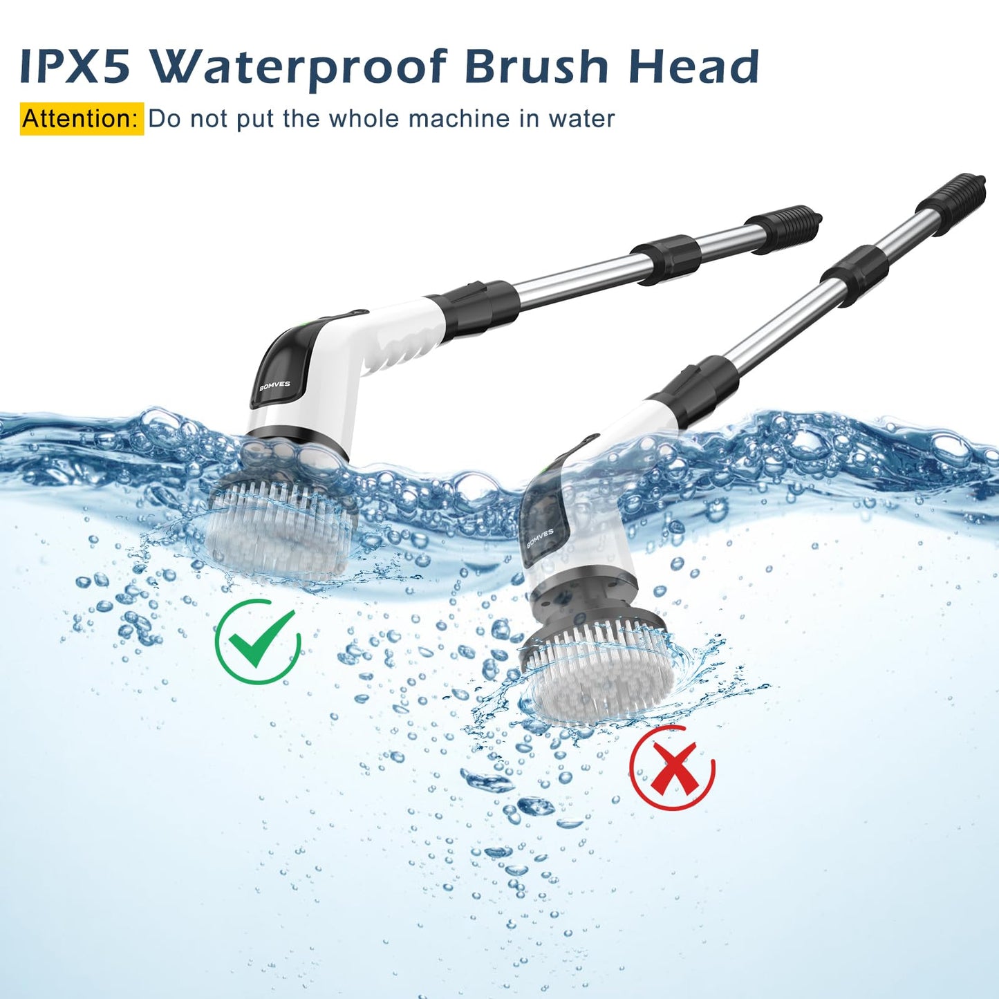 Electric Spin Scrubber, Power Shower Cleaning Brush with Long Handle