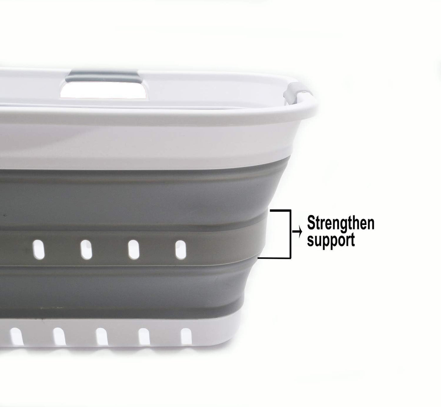 42L (11 gallon) Collapsible Plastic Laundry Basket  (1, White/Grey)