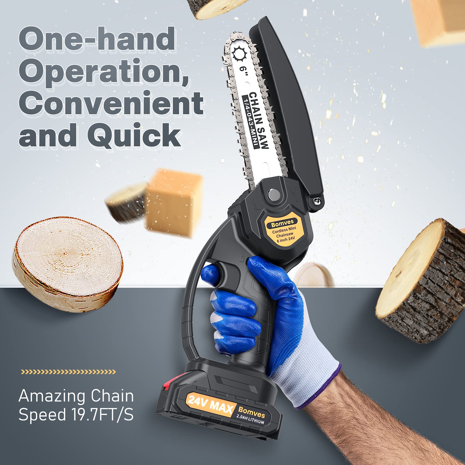 Cordless Mini Chainsaw, Black