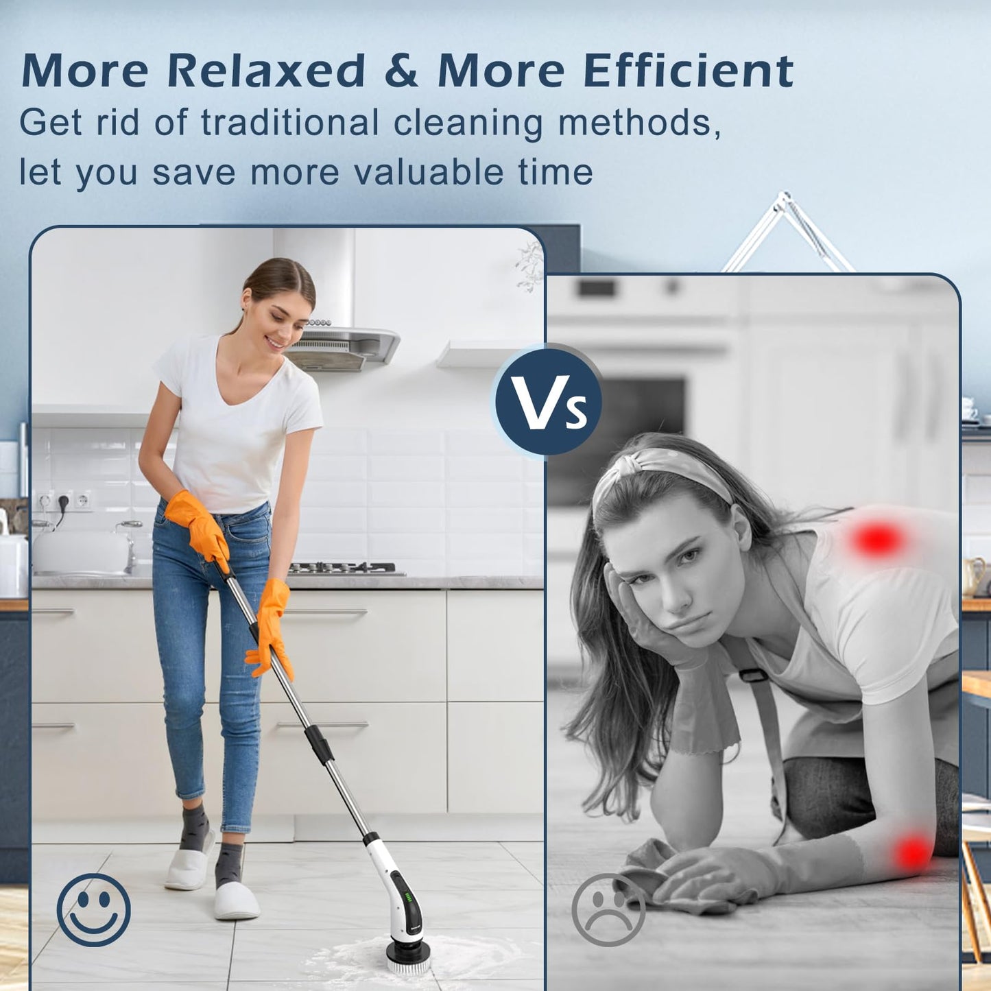 Electric Spin Scrubber, Power Shower Cleaning Brush with Long Handle