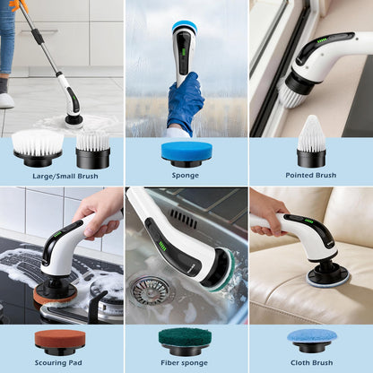 Electric Spin Scrubber, Power Shower Cleaning Brush with Long Handle