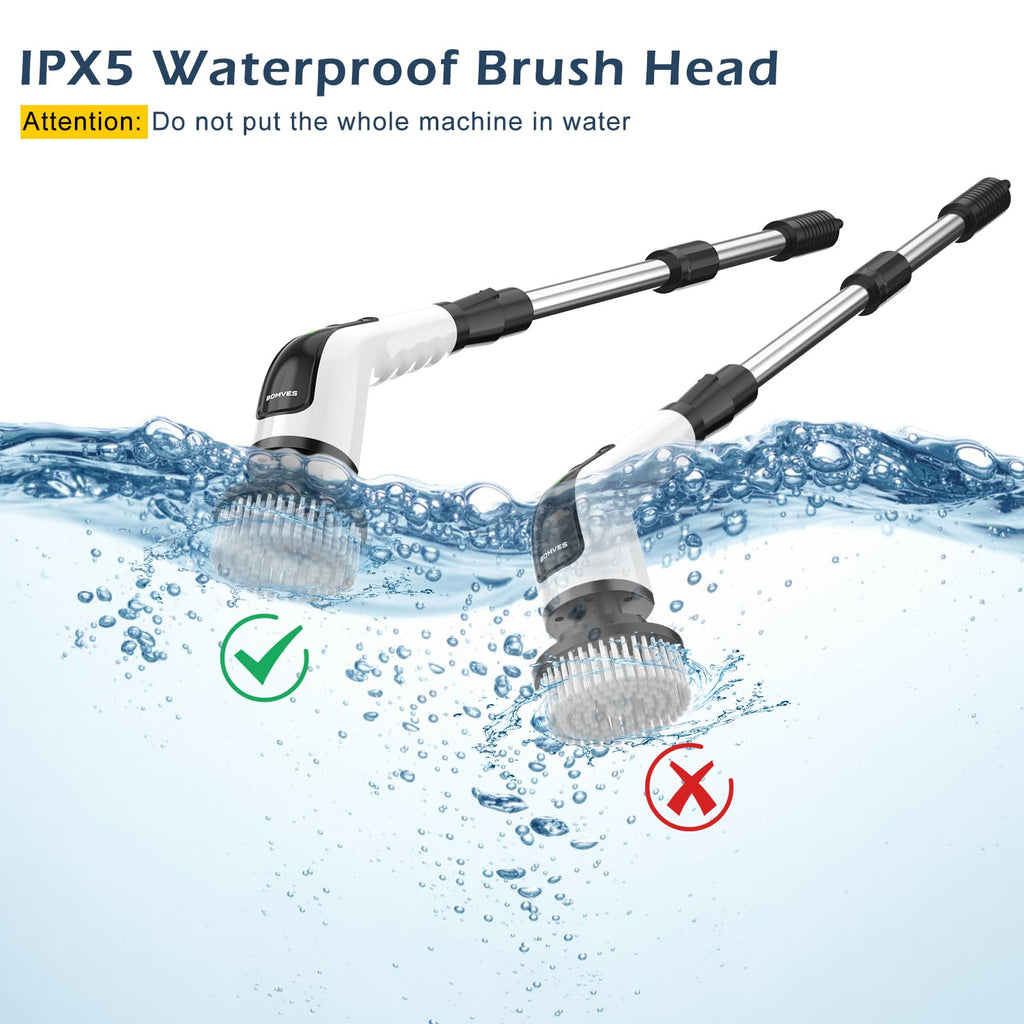 Electric Spin Scrubber, Power Shower Cleaning Brush with Long Handle