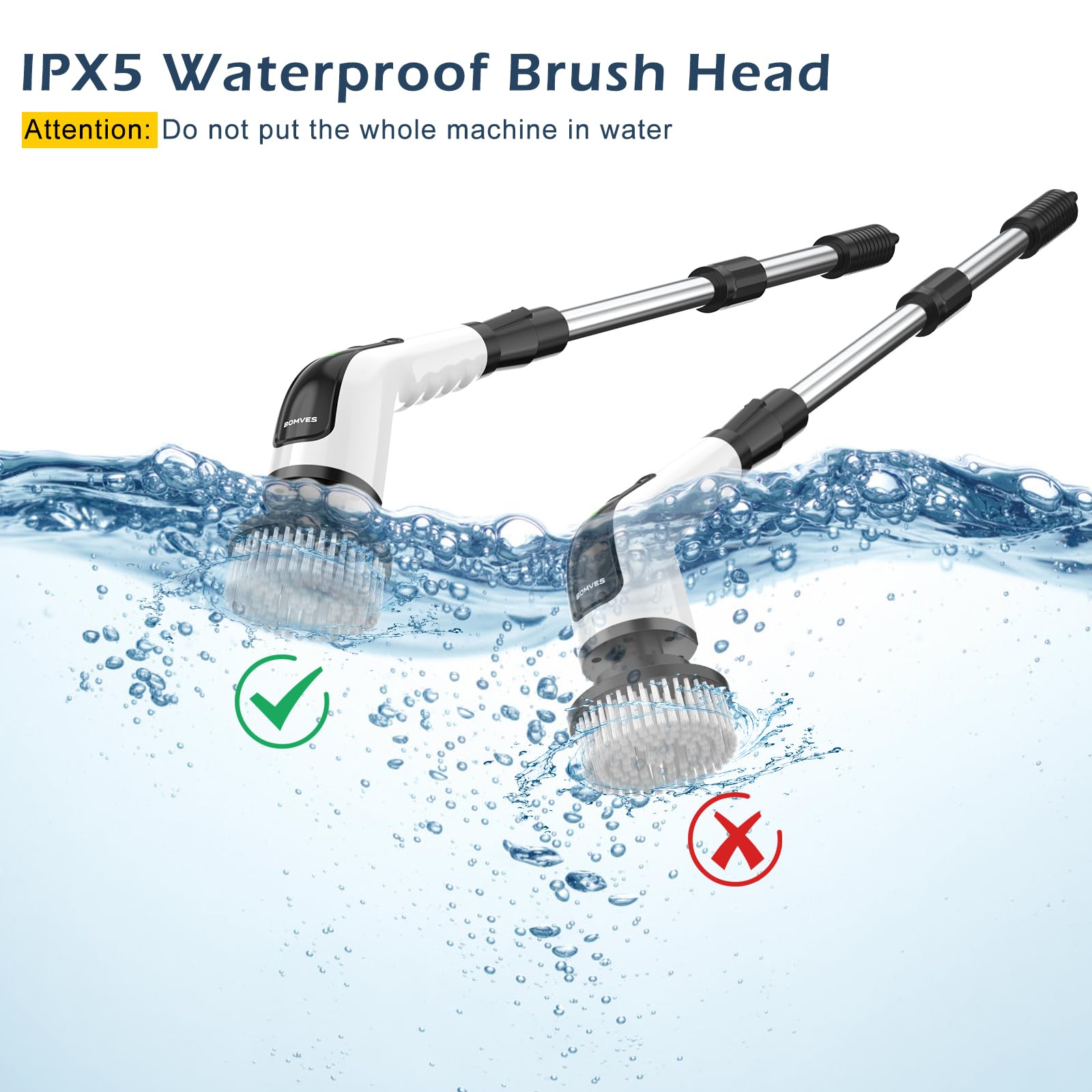 Electric Spin Scrubber, Power Shower Cleaning Brush with Long Handle