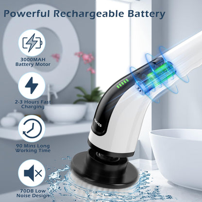 Electric Spin Scrubber, Power Shower Cleaning Brush with Long Handle