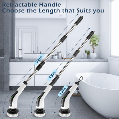 Electric Spin Scrubber, Power Shower Cleaning Brush with Long Handle