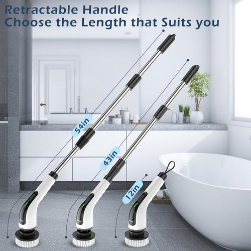 Electric Spin Scrubber, Power Shower Cleaning Brush with Long Handle